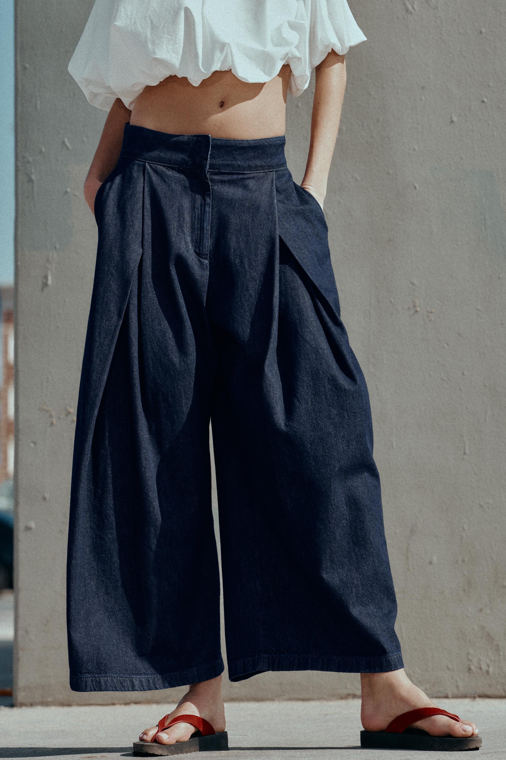 JEAN Z1975 JUPE-CULOTTE TAILLE HAUTE À PINCES